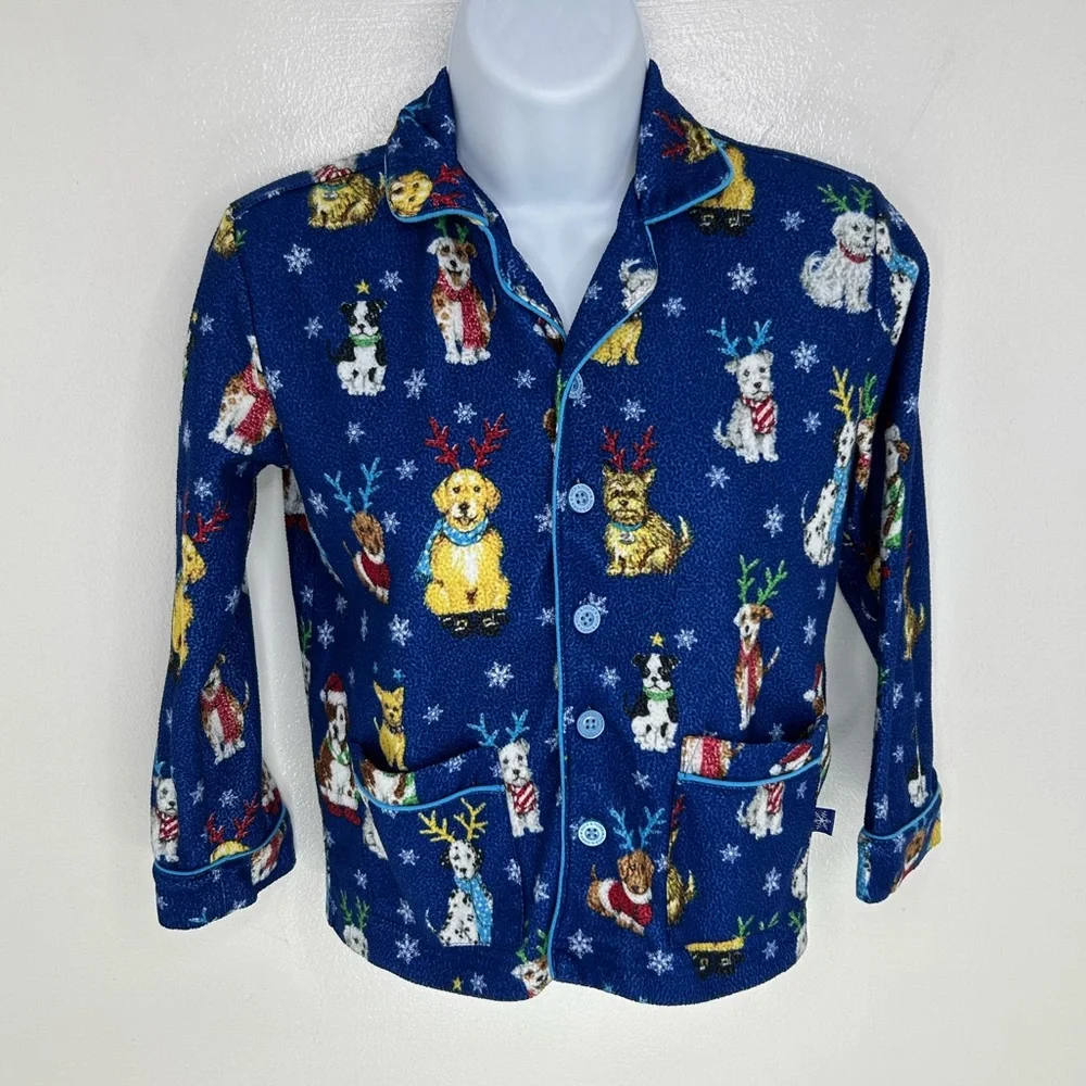 Nick & Nora Kids Winter Holiday Dog Pajamas Size Small 6/7 Cozy Winter Christmas
